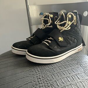 Hi-Top black/white/gold accent sneakers (Vlado Atlas II) - sz 7.5